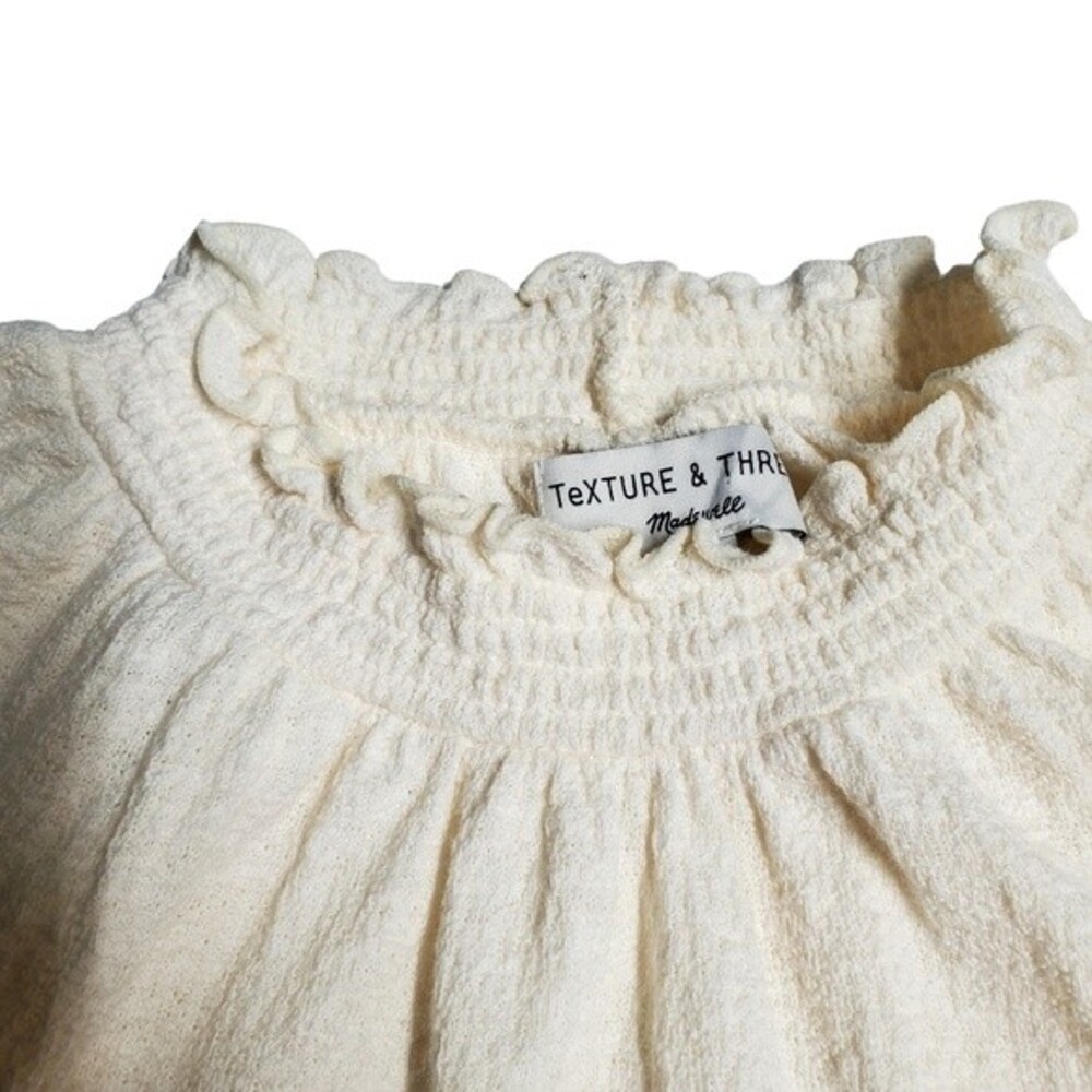 MADEWELL Texture & Thread Cream Ruffle Neck Long Sleeve Top Size M - Picture 5 of 9